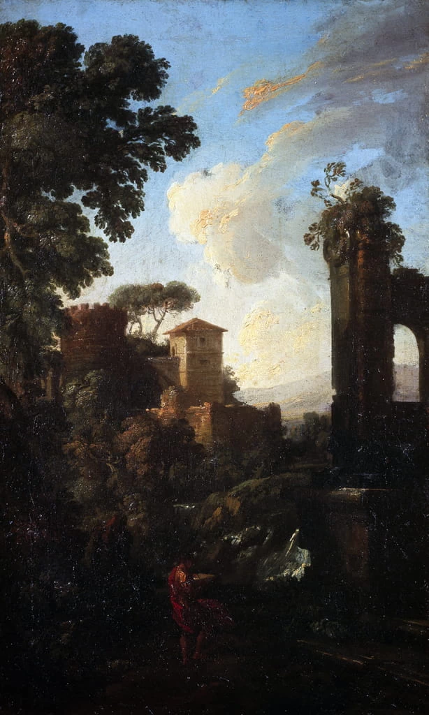 Paesaggio con ruderi e pittore - Galleria Corsini, Roma